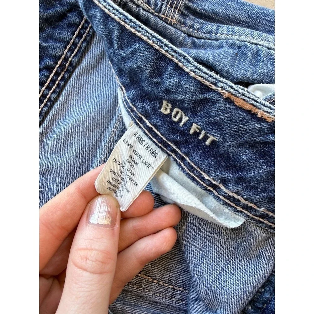 American Eagle Boy Fit Jeans Size 8 Reg Low Rise Bootcut Y2K Style